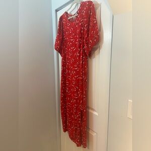 Old Navy 3X Red Floral Maxi Dress Plus Size Smocked Waist